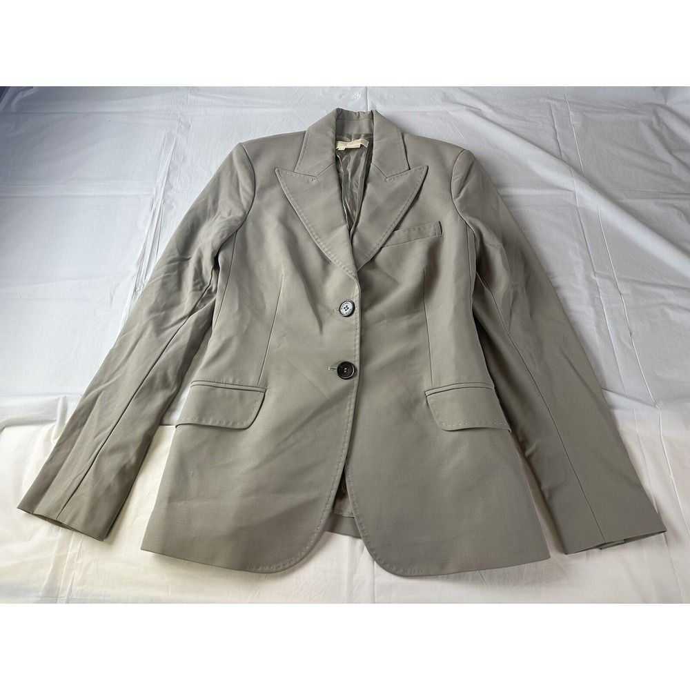 Michael Kors Womens Tan Wool Blazer Suit Jacket Sz 6 Made In Italy